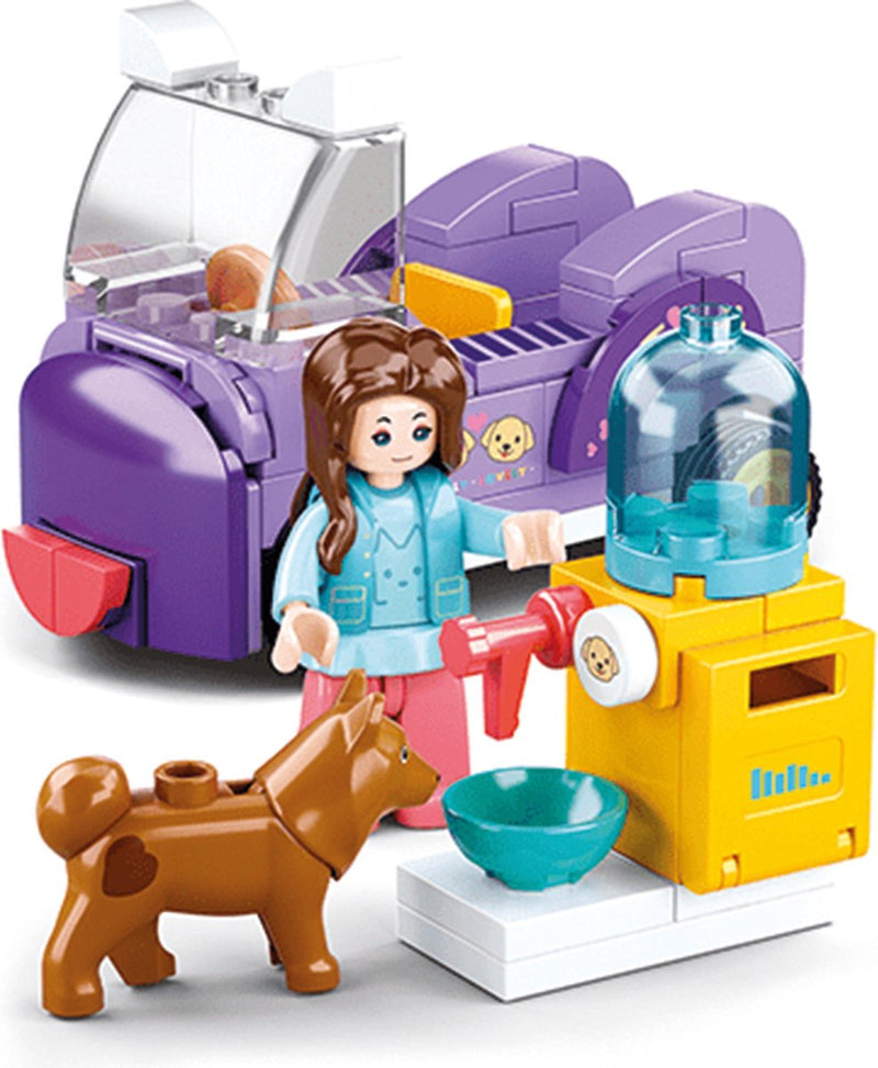 Sluban Girls Dream Área de alimentación para perros Juguetes de construcción para niños a partir de 6 años - Juguetes de construcción Modelo de juego de animales - Caja de construcción con 91 bloques de construcción y 1 minifigura - m38-b0970f