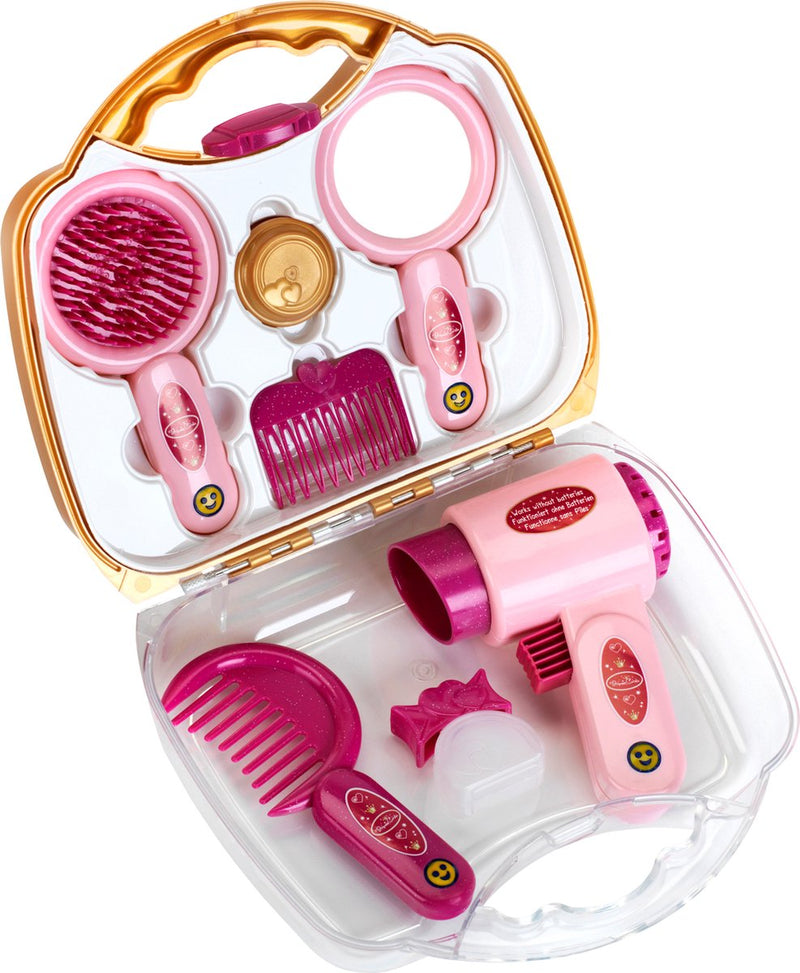 Klein Toys valigetta da parrucchiere Princess Coralie - incl. asciugacapelli e strumenti per capelli giocattolo - 21,5x8,5x19 cm - rosa
