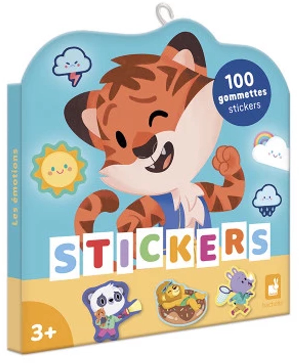 Janod - libro de pegatinas - emociones animales - 100 pegatinas