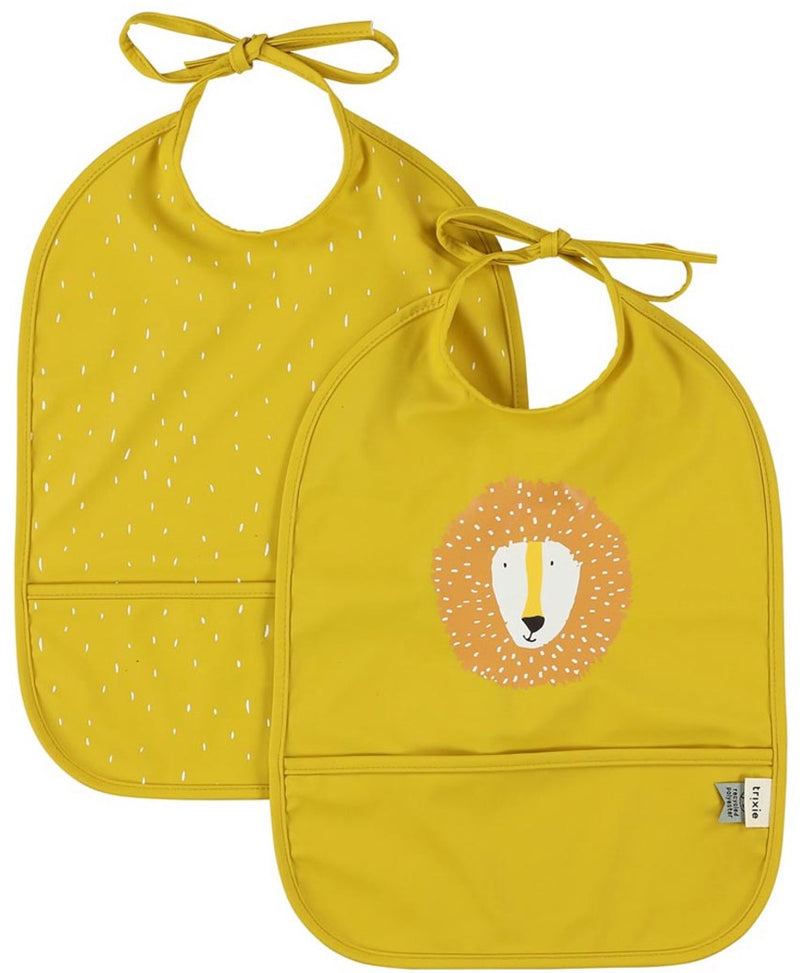 Trixie afwasbaar slabbetje 2-pack mr. lion - slab voor kinderen - 100% recycled polyester - eenvoudig schoon - geel