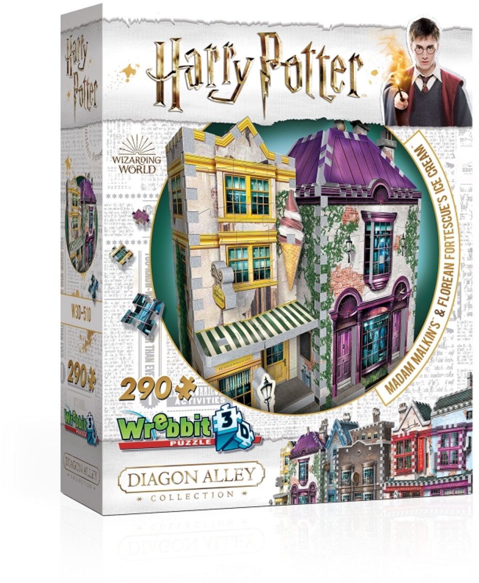 Wrebbit madam malkin’s and florean fortescue - slug and jiggers - 3d puzzel - harry potter - 290 stukjes