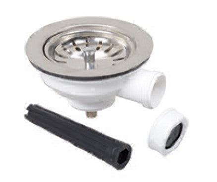 Válvula de cesta de plástico Kirchhoff, 1 1 2 et, filtro de copa de válvula de acero inoxidable ø114 mm, con 1 conexión de rebose - 98835340