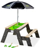 Exit toys exit aksent zand- water- picknicktafel (1 bankje) - met parasol tuingereedschap - watertafel - zandbak - hout - kinderen buiten