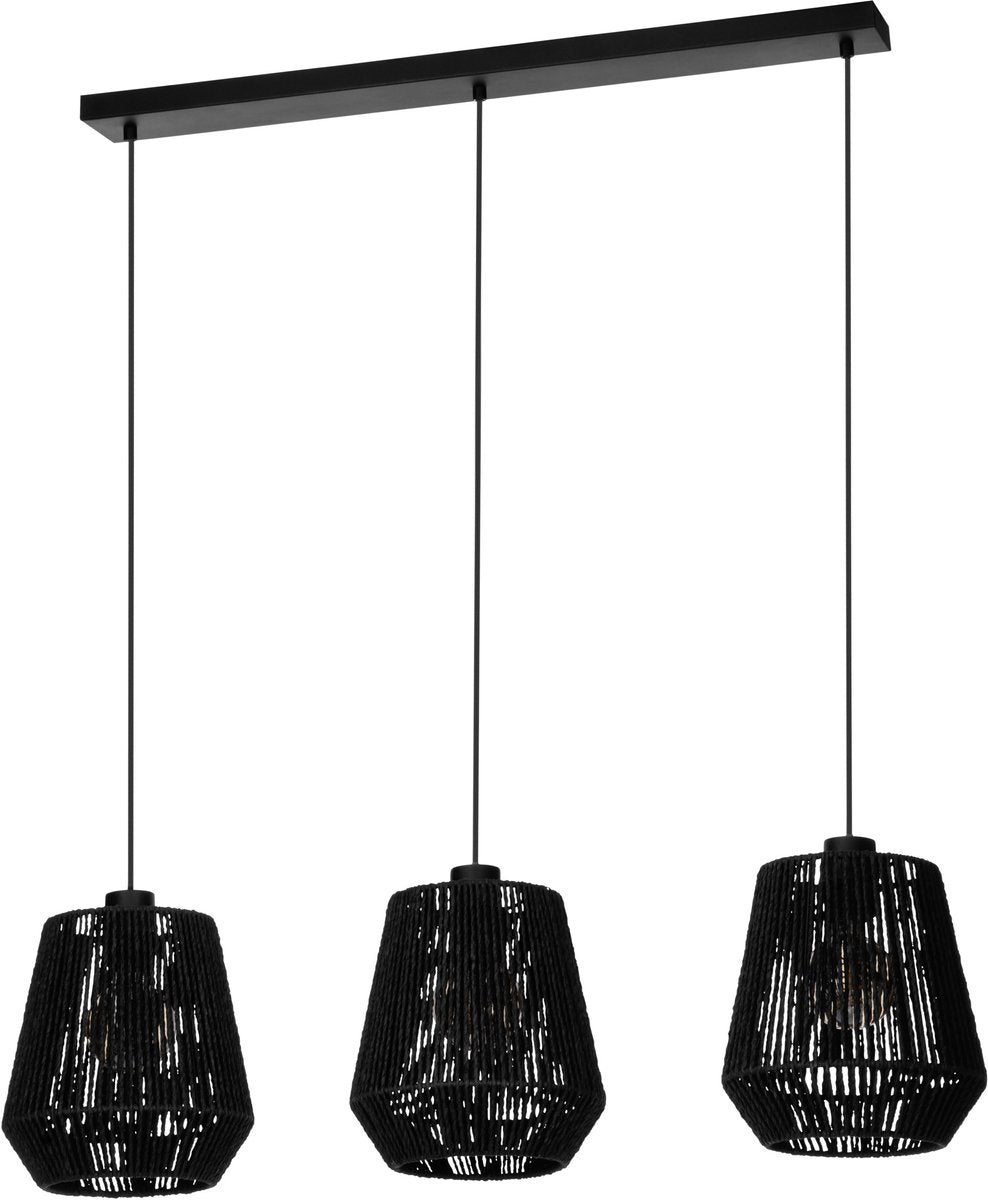 Eglo persley hanglamp - e27 - 92 cm - zwart - papier