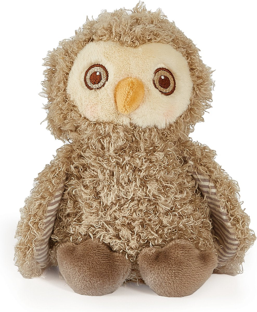 Peluche Conejitos junto al búho bayo - peluche - parpadea el búho - detalles bordados - 20 cm - marrón