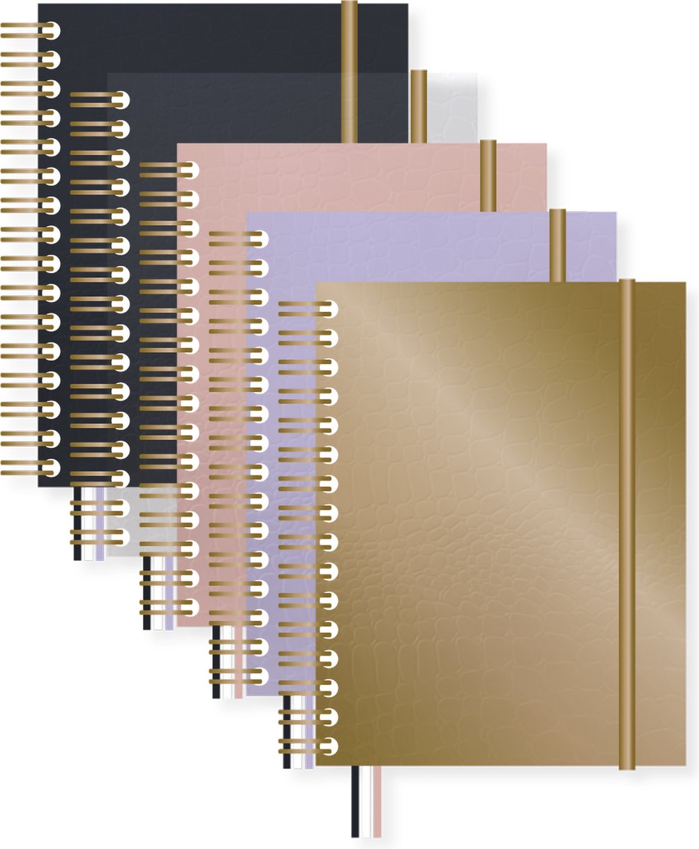 Libro a spirale Kangaro - puro coccodrillo - a5 - linea - 5 colori - k-pm610007skz