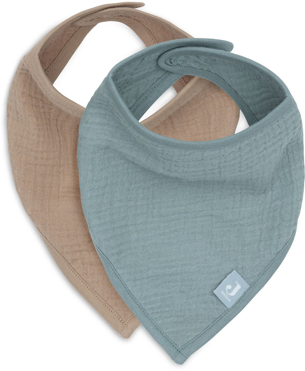Bandana bavaglino Jollein - idrofila - bavaglini - 2 pezzi - biscotto verde mare