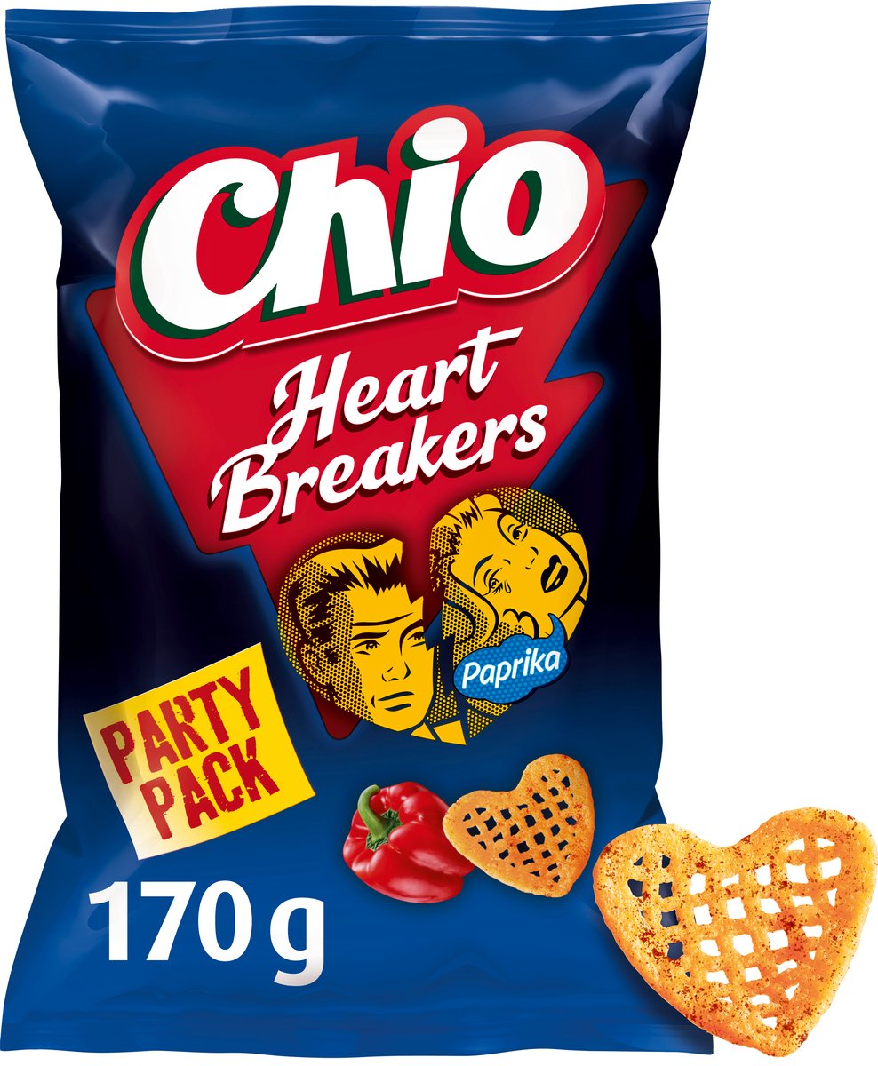 Pack fiesta chio heartbreakers pimentón - patatas fritas - 6x170 gramos