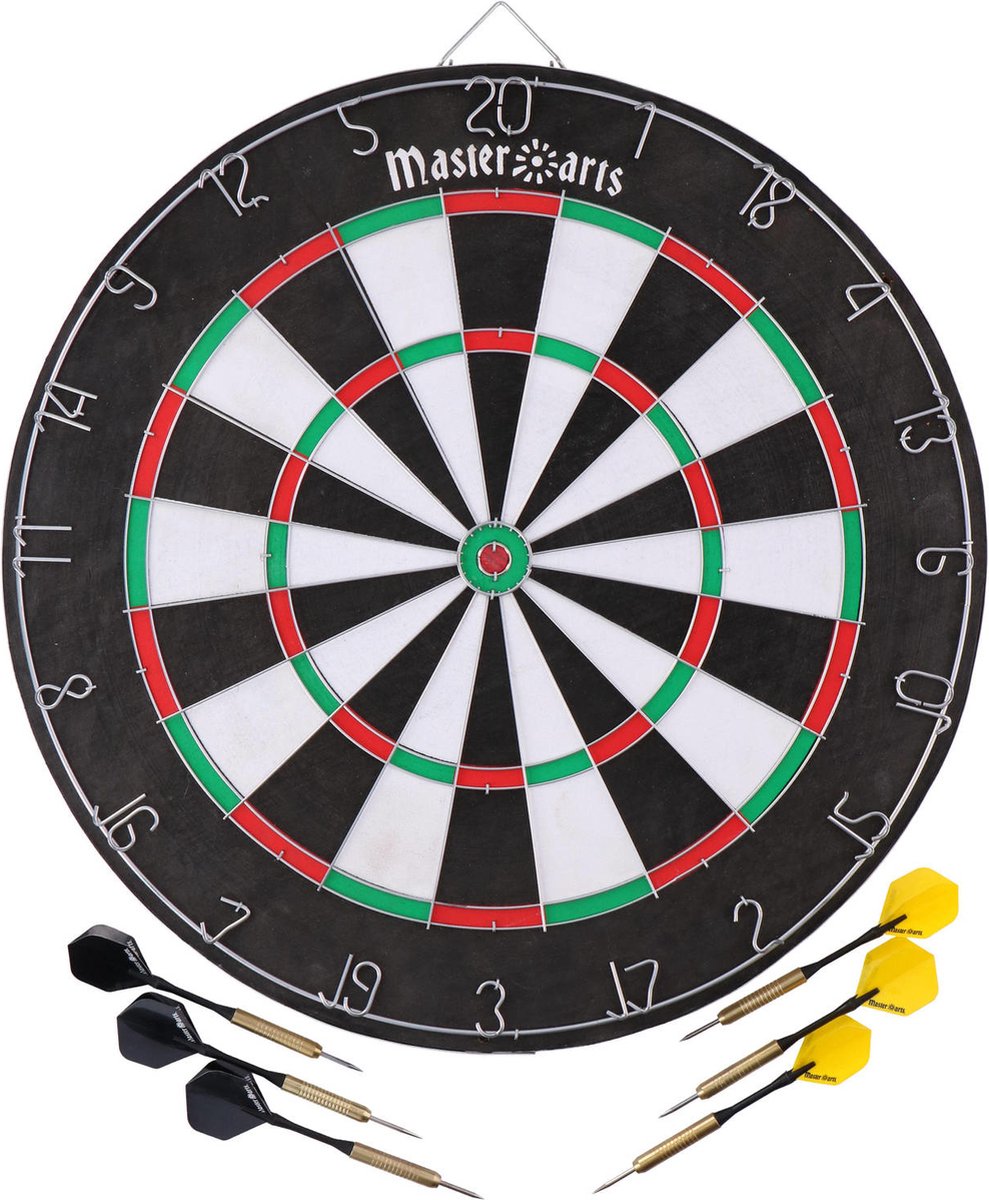 Masterdarts dartbord met scorebord - ø 45 cm - inclusief 6 pijlen en marker