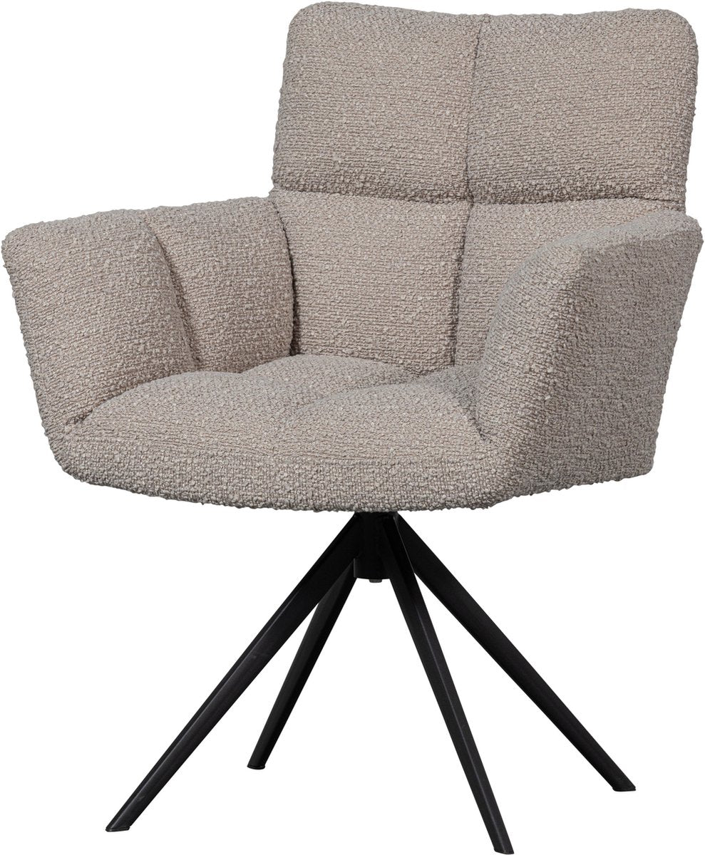 Sedia girevole Woood Vinny con braccioli - bouclé - sabbia - 89x70x61
