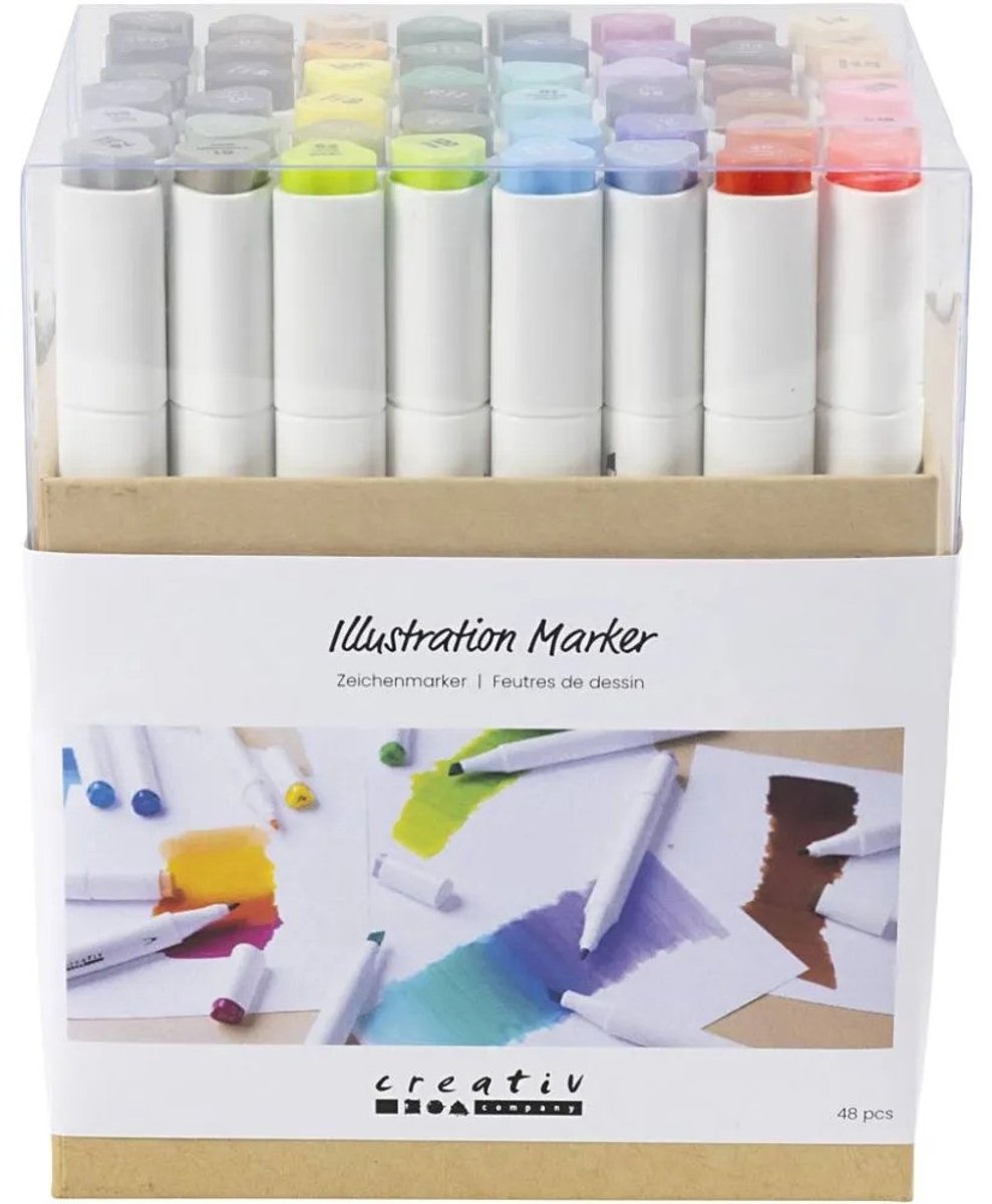 Bolígrafo Creativ Company, ancho de trazo 1+8 mm, colores estándar, 48 piezas 1 caja