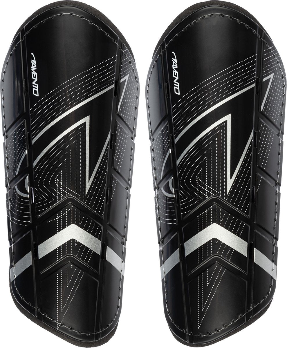 Avento scheenbeschermers - double strap - zwart - maat m