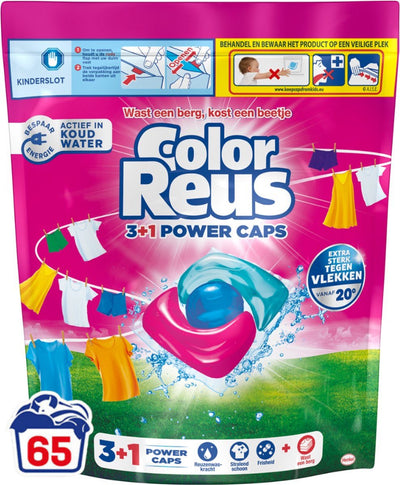 Color reus 3+1 power caps - washing capsules - colored laundry - 65 washes - bulk packaging
