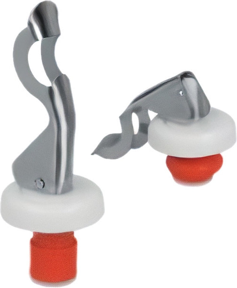 Metaltex - 2 x tapas de botellas - incluido abridor de botellas - acero inoxidable - rojo - diámetro 2 cm - 2 piezas