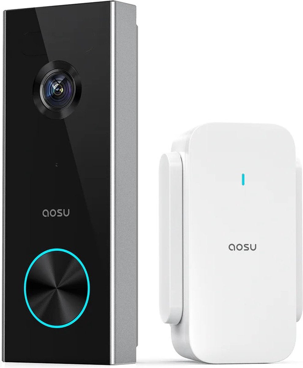 Aosu Video Doorbell Pro - Videocitofono 2K con base - Allarme antifurto - Google Alexa