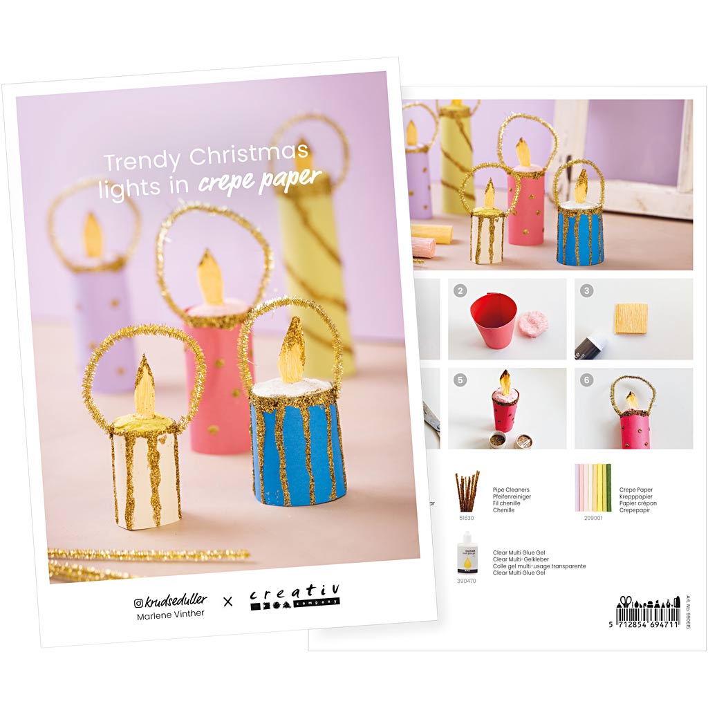 Postal de empresa Creativ, modernas luces navideñas de papel crepé, A5, hoja 14,8x21 cm, 1 unidad