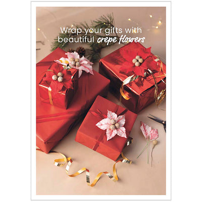 Postal de empresa Creativ, regalos en embalaje rojo con flor de crepé, a5, hoja 14,8x21 cm, 1 unidad