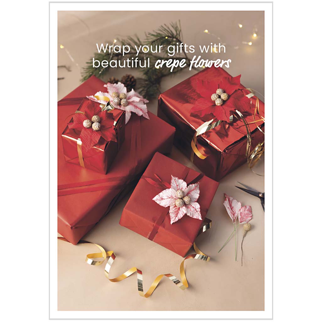 Postal de empresa Creativ, regalos en embalaje rojo con flor de crepé, a5, hoja 14,8x21 cm, 1 unidad