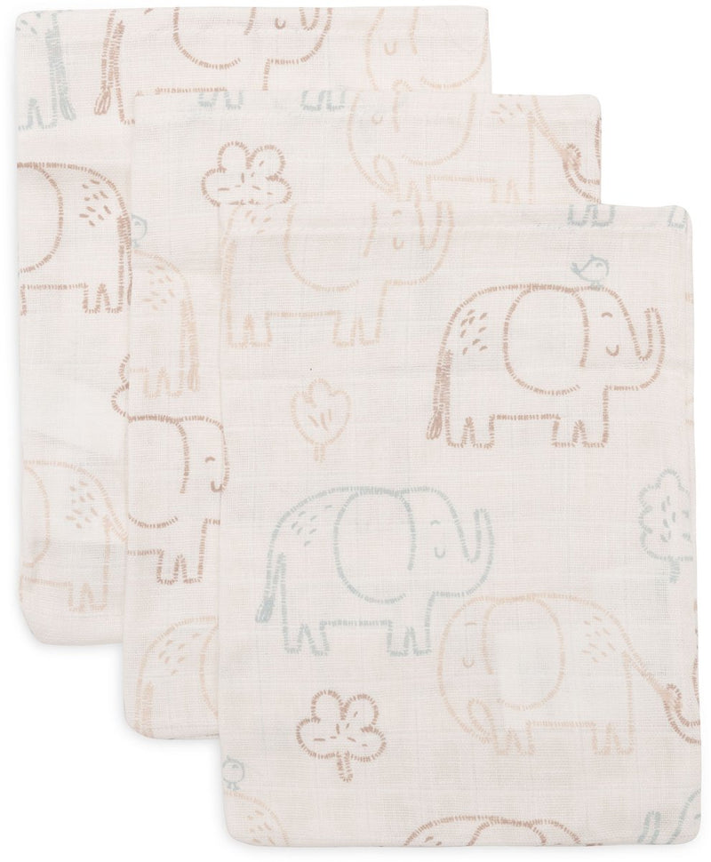 Salviette idrofile Jollein 15x20 cm - racconti di elefanti - cotone - 3 pezzi