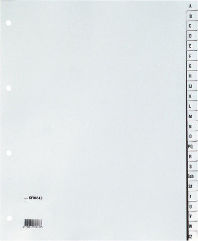 Tab. alfabetici Q-connect, a4, pp, 24 tab., grigio