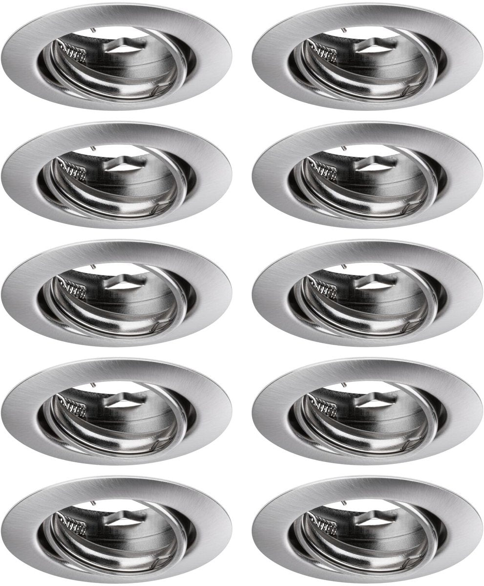 Paulmann inbouwlamp base basisset zwenkbaar rond 90 mm 20° gu10 max. 10w 230v dimbaar staal geborsteld