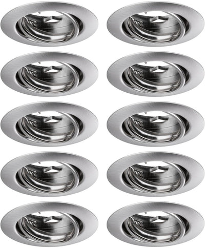 Paulmann base per lampada da incasso set base girevole tonda 90 mm 20° gu10 max. Acciaio spazzolato dimmerabile 10w 230v