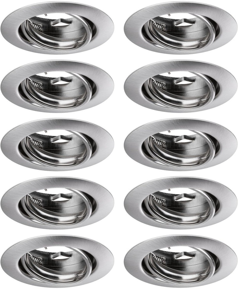 Paulmann inbouwlamp base basisset zwenkbaar rond 90 mm 20° gu10 max. 10w 230v dimbaar staal geborsteld
