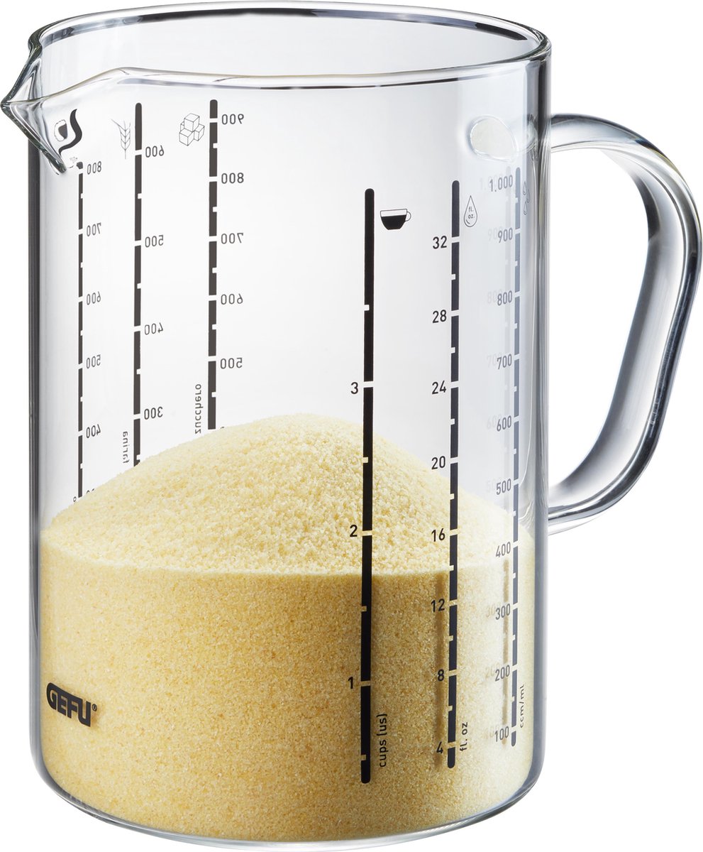 Misurino Gefu meti – 1 litro – vetro borosilicato – con indicatore di misurazione e beccuccio versatore