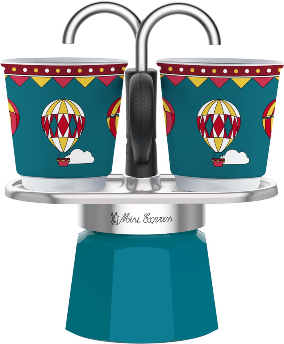 Bialetti mini express winter wonderland 2 kops – espressomaker – inclusief 2 espressokopjes – limited edition