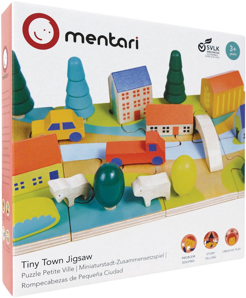 Puzzle Mentari - piccola città - 30x15,20x7,50cm - legno - 3 anni