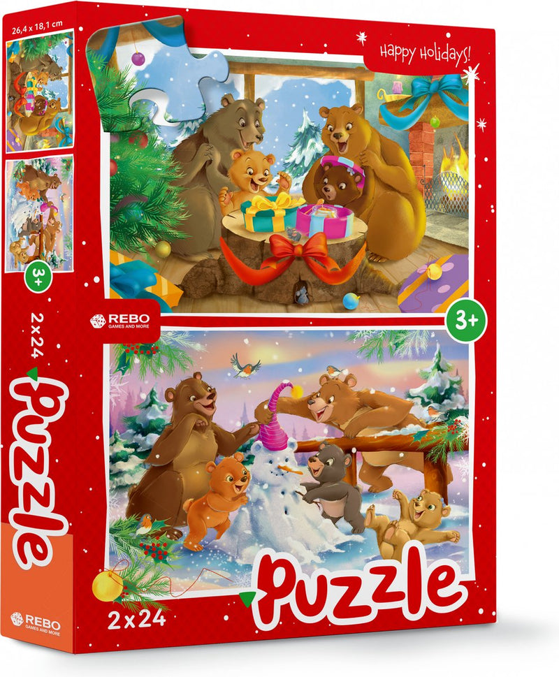 Rebo christmas bears - puzzel 2 x 24 st