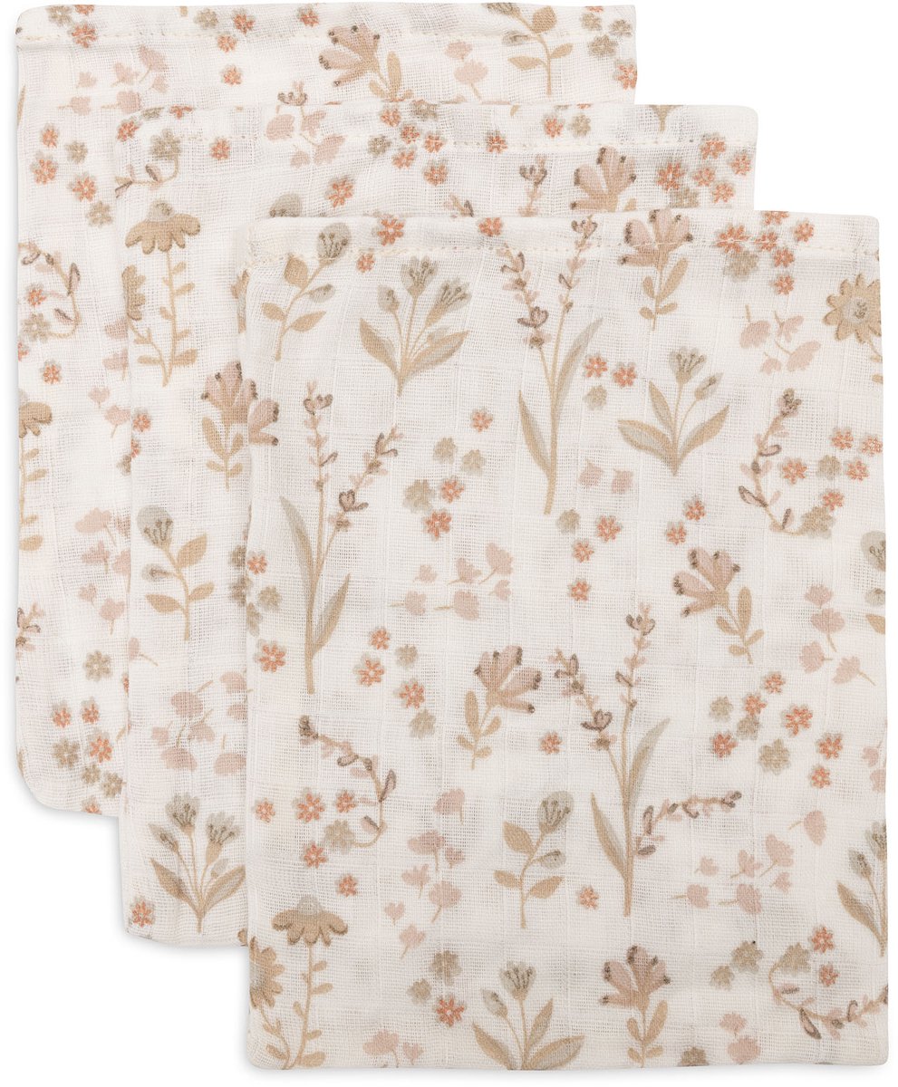 Jollein Salvietta idrofila per bambini 15x20 cm - Salvietta per bambini - Fiorita - 3 pezzi