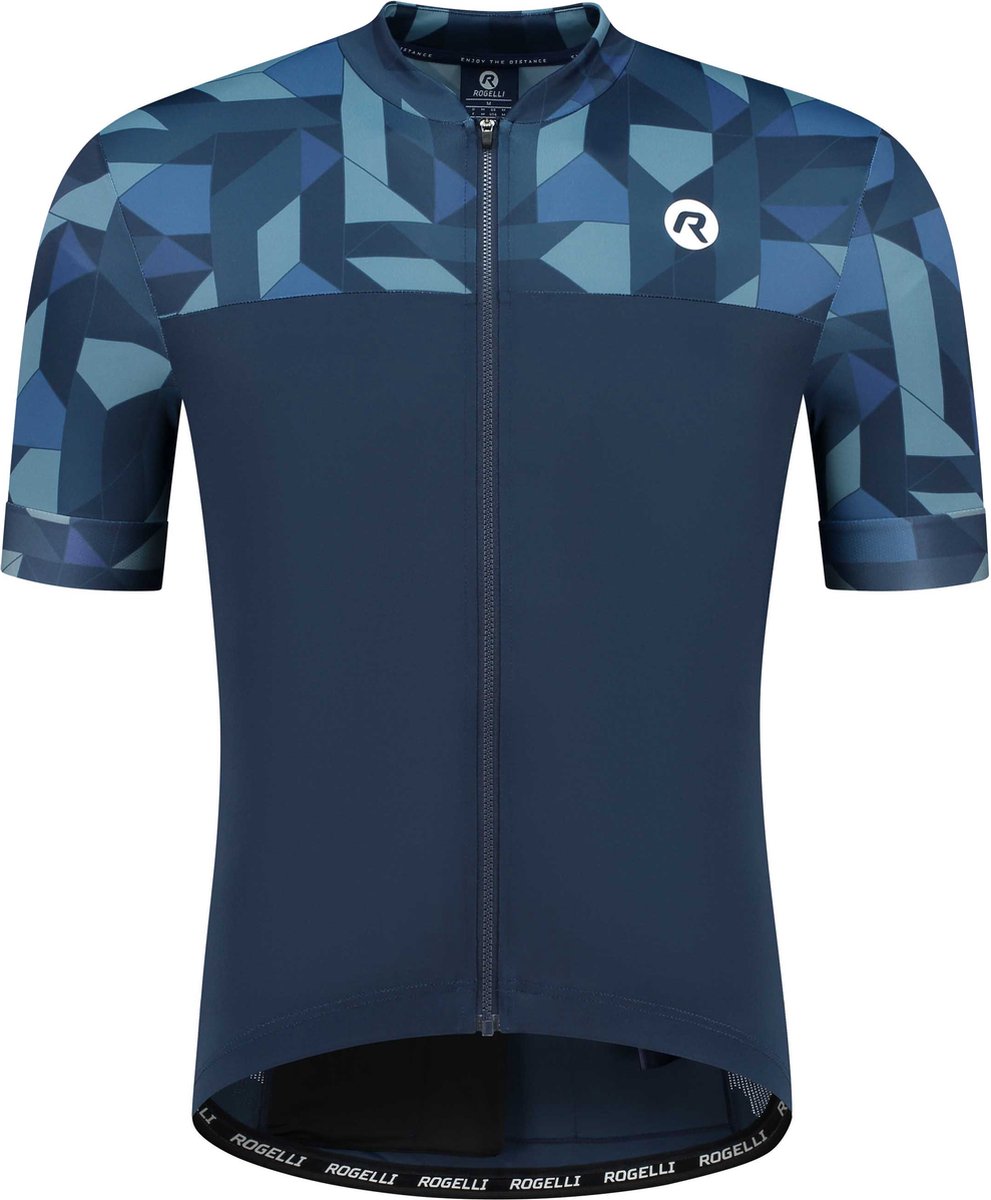 Rogelli essential graphic fietsshirt - korte mouwen - heren - blauw - maat s