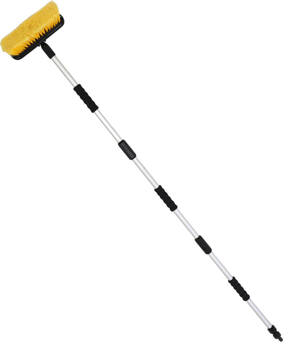 Protecton wasborstel – aluminium deelbare steel – 110 >165cm - afsluitbare wateraansluiting - gardena connector - rubber handvatten