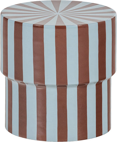 Mesa auxiliar Woood olia - metal - rayas de alto brillo marrón azul