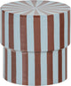 Tavolino in legno olia - metallo - strisce lucide marrone blu