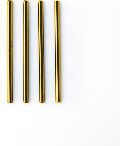 Point-virgule - cocktail straws - set of 4 - stainless steel - gold - 14cm