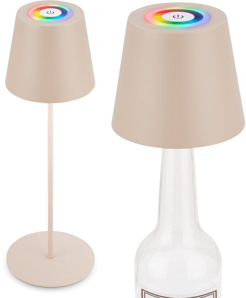 Briloner calida - lámpara de mesa recargable - regulable - para interior y exterior - 3 en 1 - rgbw - ip44 - inalámbrica - regulable en altura - 36 x ø 10,5 cm - beige