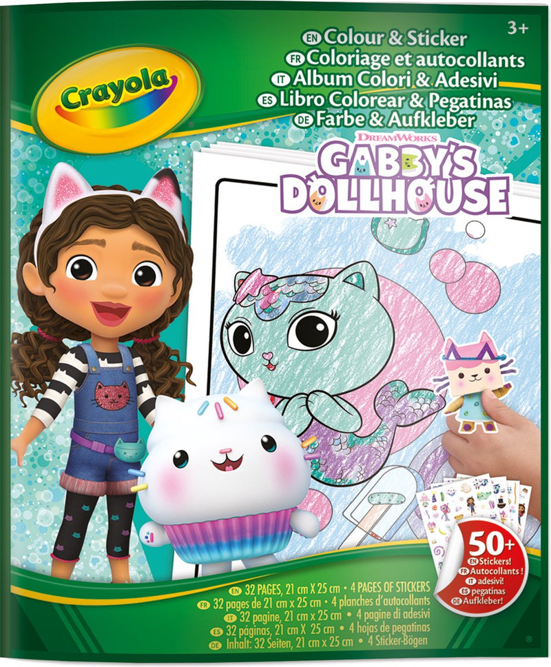 Crayola - libro da colorare - pacchetto hobby - libro da colorare della casa delle bambole di Gabby con adesivi