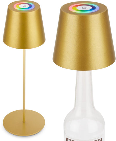 Briloner calida - lampada da tavolo ricaricabile - dimmerabile - per interni ed esterni - 3 in 1 - rgbw - ip44 - senza fili - regolabile in altezza - 36 x ø 10,5 cm - color oro