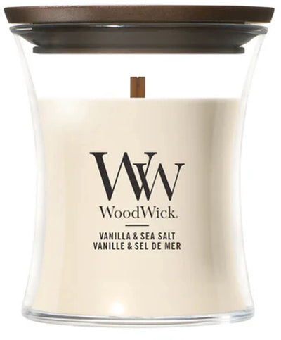 Mini candela profumata Woodwick - sale marino alla vaniglia - 20 ore di combustione - 85 gr - 8 cm ø 7 cm