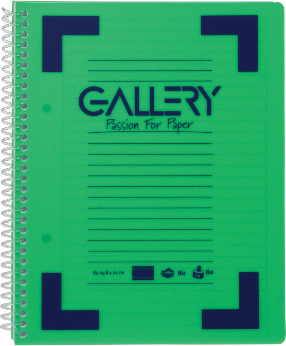 Cuaderno de espiral tradicional Gallery ft A5, rayado, colores surtidos, 160 páginas, 6 piezas