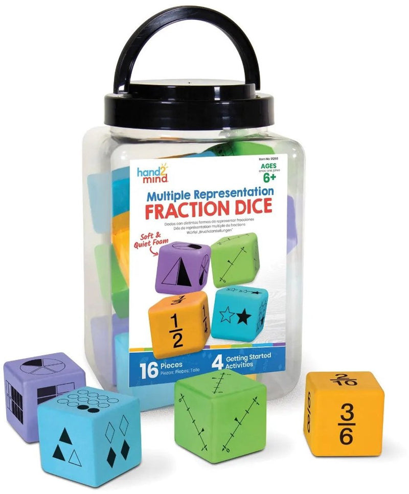 Fracciones de dados de espuma XL de Learning Resources - Vistas múltiples (16 piezas) - 6+