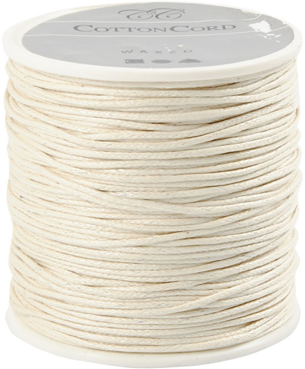 Creativ Company Cordón de algodón Blanco hueso Grosor 1 mm, 40m