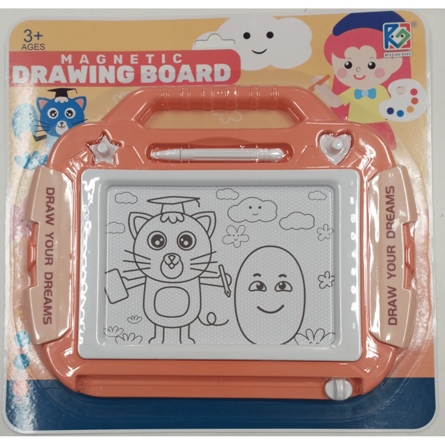Magnetisch Stippen Tekenbord Reis Spelletjes voor Kinderen 3-5 jaar, Krab Vormig Peuter Doodle Kralen Bord Peuter Educatief Speelgoed voor 3 4 5 Jaar Oud Meisjes Jongens Verjaardagscadeau, Oranje
