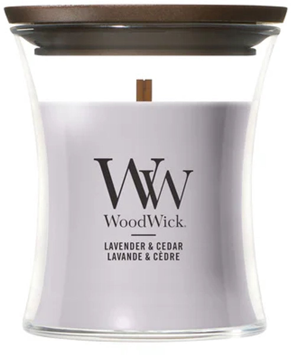 Woodwick hourglass - lavender cedar - mini candle - 30 burning hours