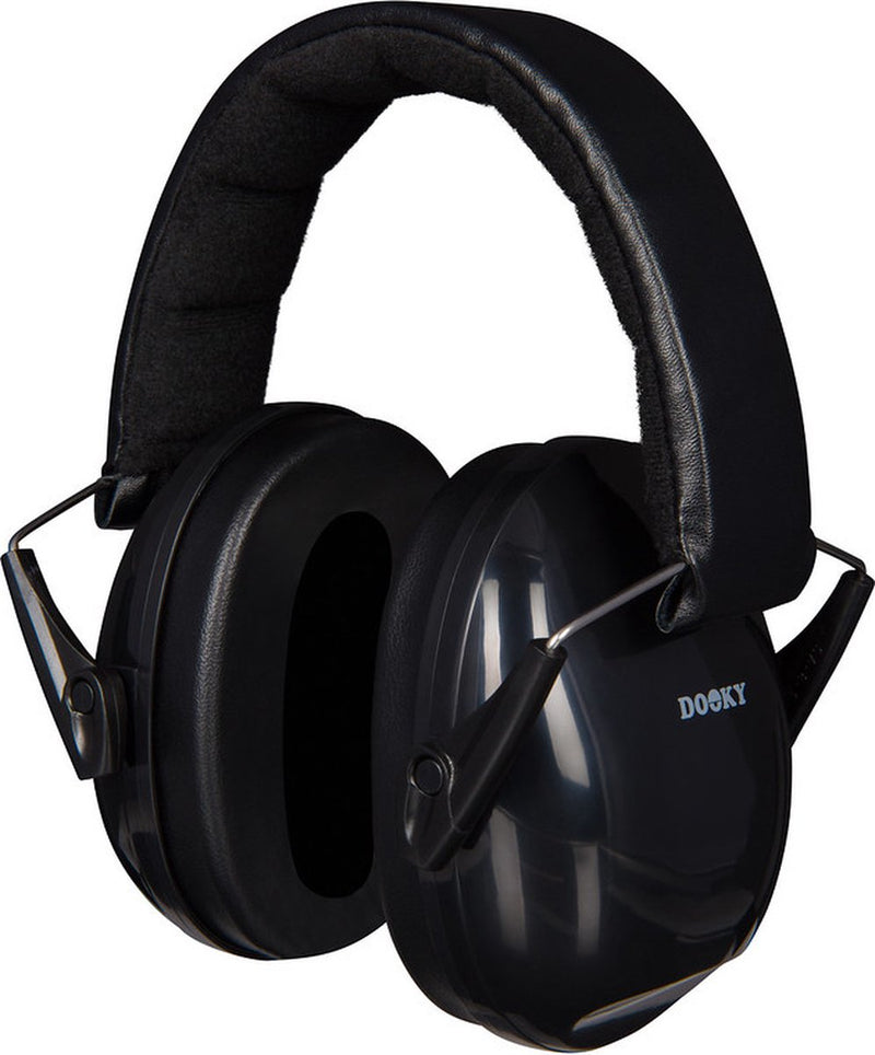 Dooky® dooky protección auditiva niños - auriculares ajustables 5-16 años - aislamiento 28db - ideal para escuela, eventos, ambientes concurridos - orejeras con bolsa de almacenamiento - auriculares con cancelación de ruido - negro
