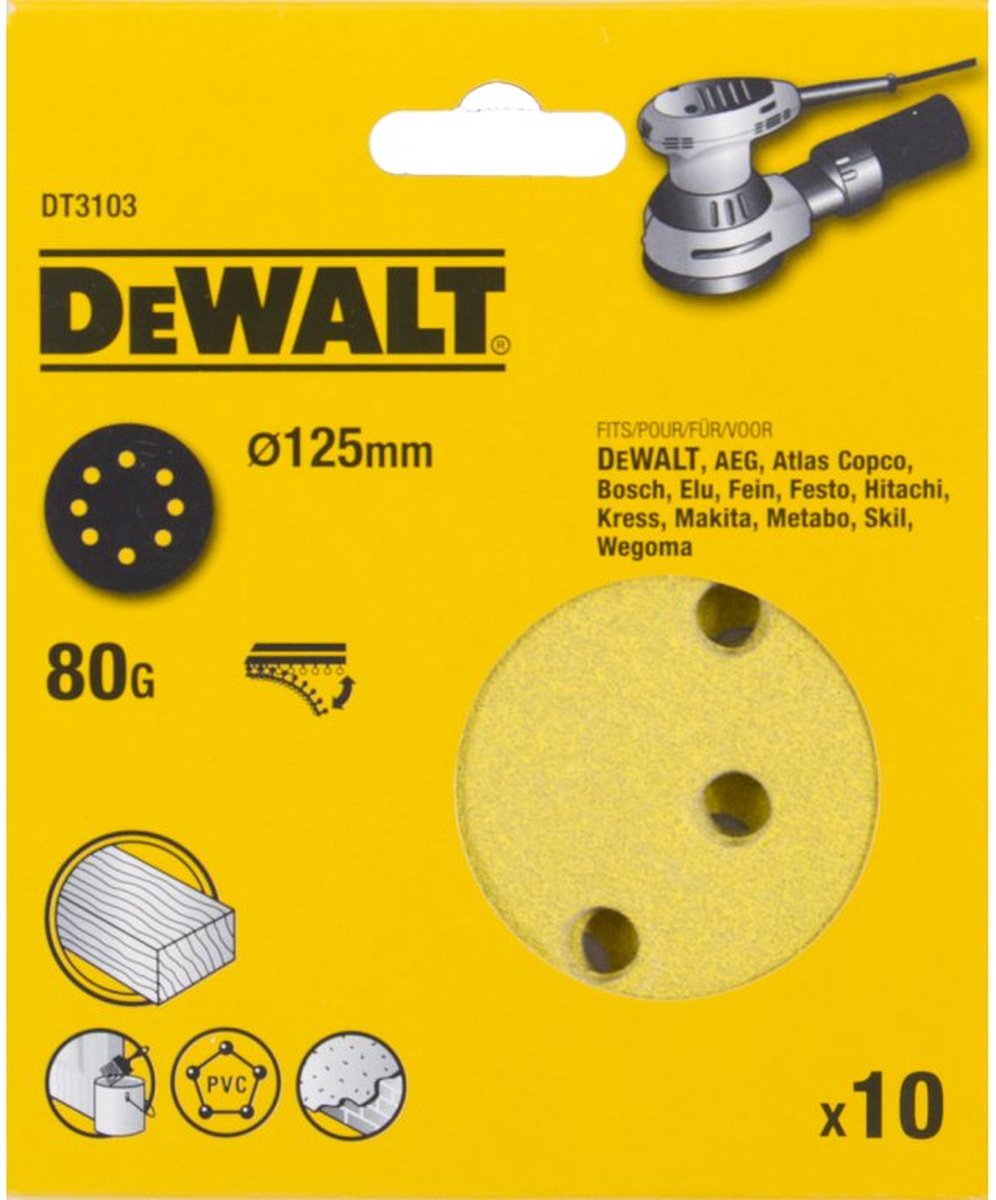 Dewalt dt3103 p80 schuurschijf 125mm ve=10
