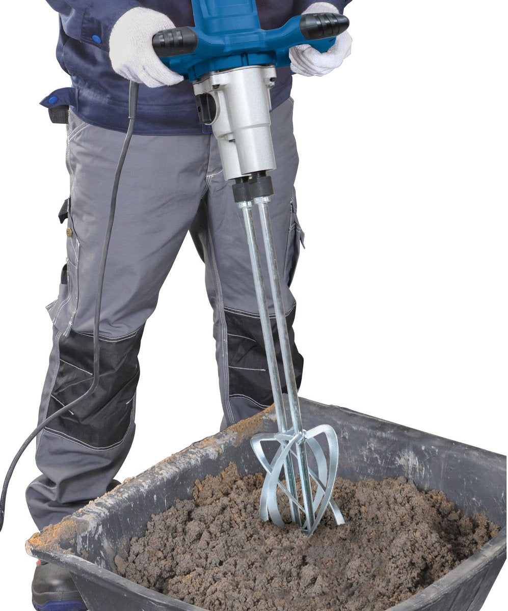 Scheppach concrete and paint mixer pm1800 - 1800w - paint mixer and cement mixer with double whisks - variable speed up to 790 r min - incl. 2 mixing sticks