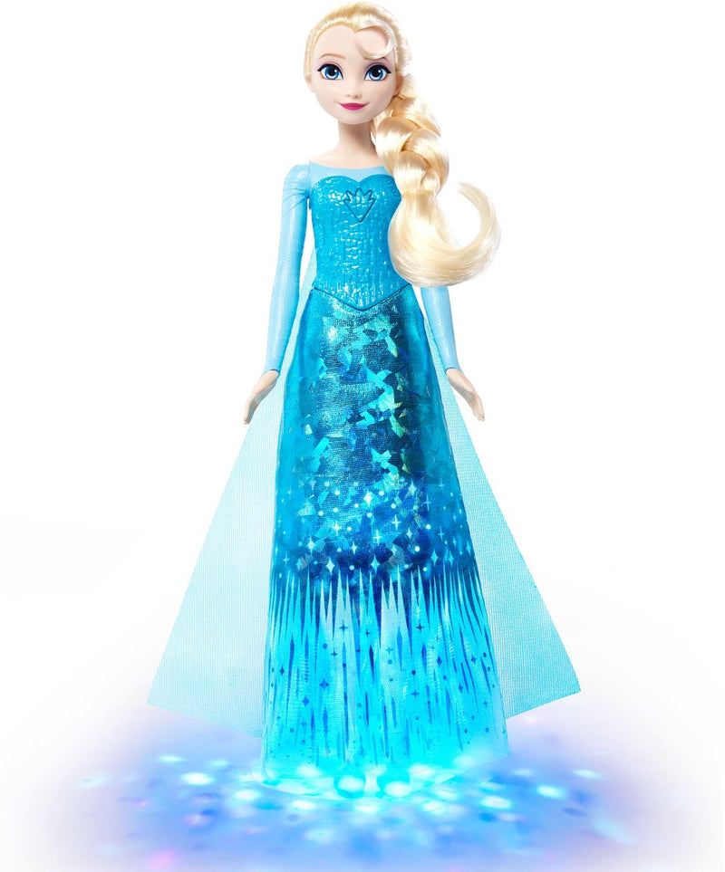 Mattel Disney Frozen muñeca Elsa cantando con luces y música, canta 'Let it go' en 4 idiomas
